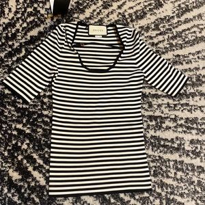 Gucci Striped Fine Viscose Black Ivory Top size S